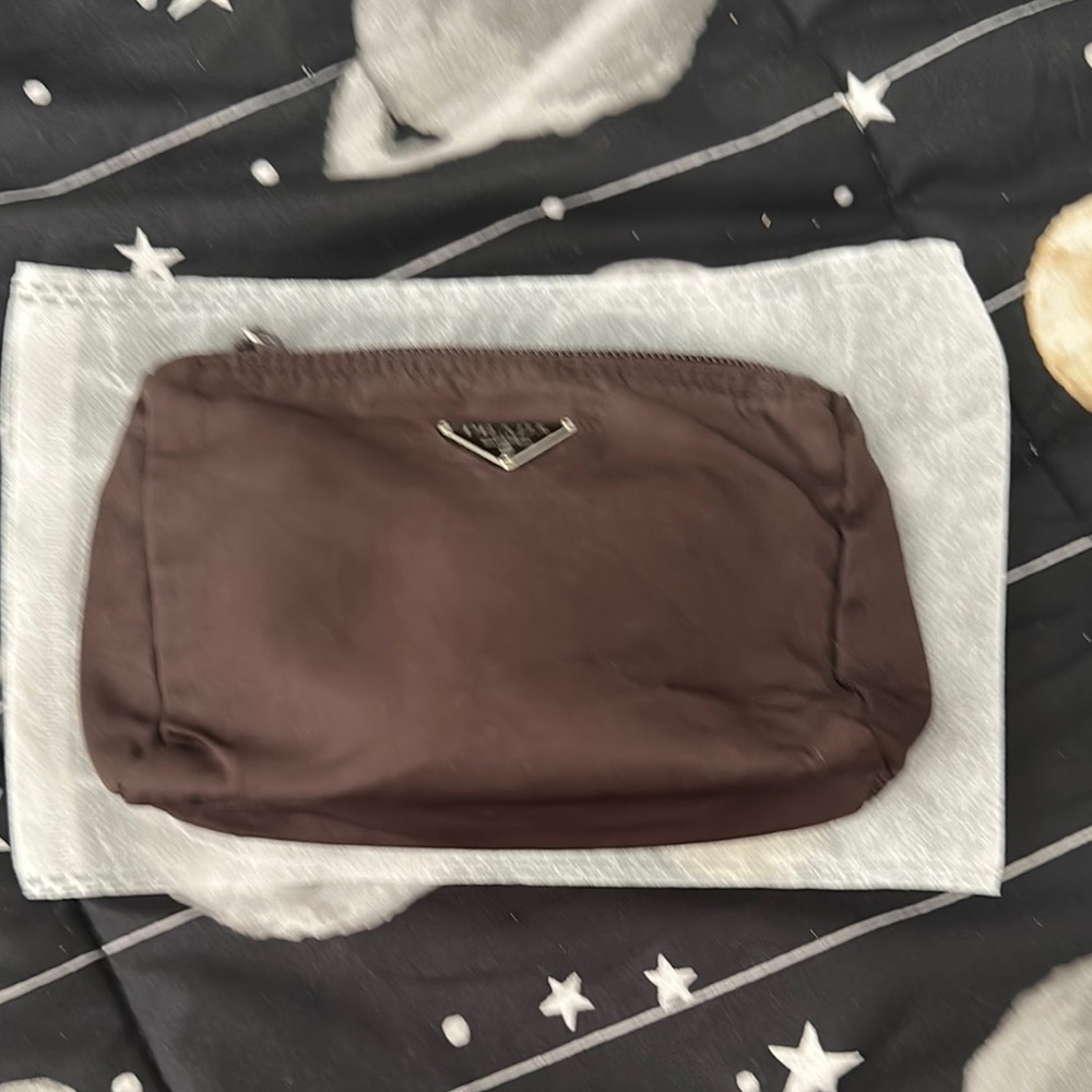 Prada Dark Brown Nylon Pouch